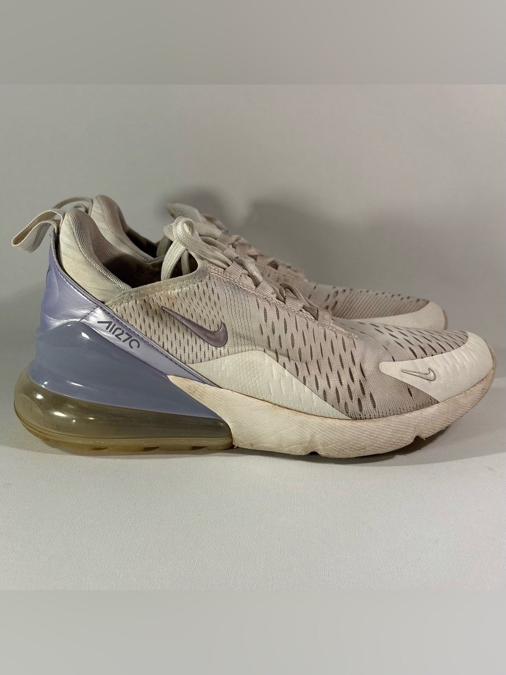 💜 NIKE AIR MAX 270 WHITE LILAC VIOLET WOMEN'S ATHLETIC SNEAKER SIZE 9 SHOES 💜